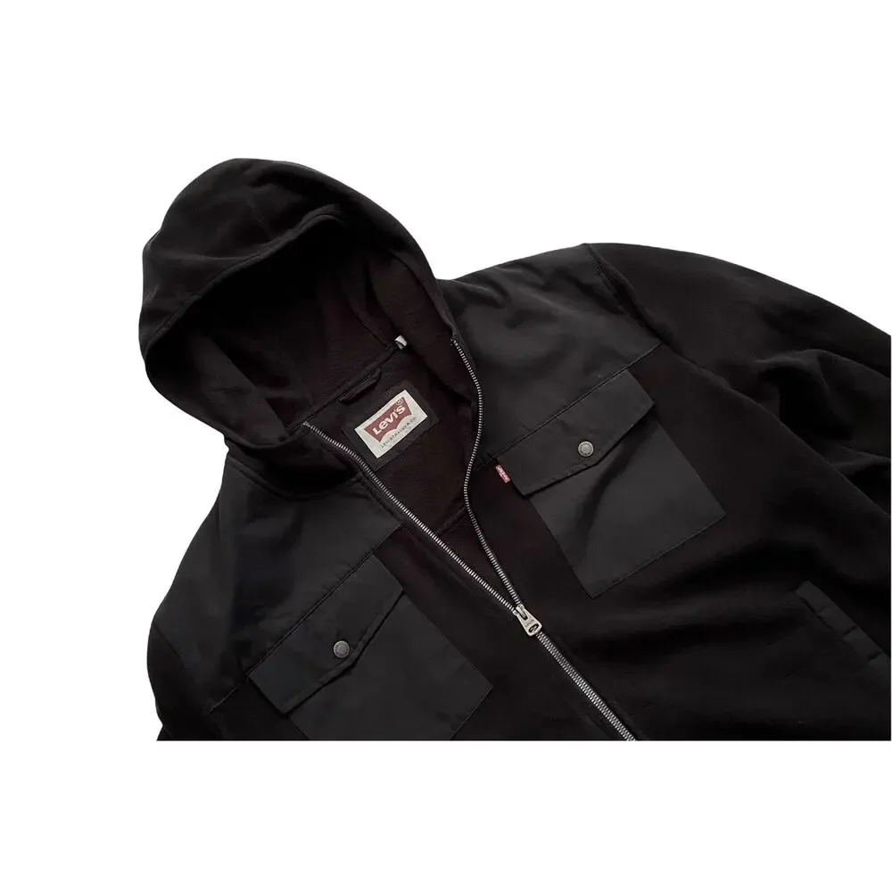 Levi's Levis Nwt Black Mixed Media Fleece Hooded Jacket LM7TF637 3XLT 3XT